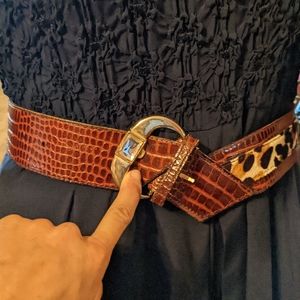 Wow! Y2K/90s belt- leather and calf hair